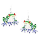 Rosemarie & Jubalee Women's Whimsical Enamel Peace Frog Colorful Dangle Earrings, 1.25"