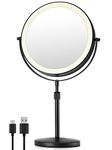 OMIRO 3X/10X Magnifying Makeup Mirror with Light, 8.5 Inches Double Sided Swivel-Free Vanity Mirror with height-adjustable stand (Black)