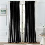 Timeper Black Velvet Curtains for Window - Blackout Thermal Insulated Curtains Drapes 90 inches Long Sound Lower Privacy Protect for Home Theater/Basement, W52 x L90, 1 Panels, Back Tab Design