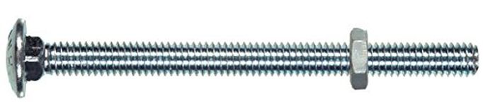 Hillman 2154 Carriage Bolt with Nut (3/16" W x 4" L) Steel, Zinc-Plated, Silver, 25-Pack