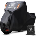 Tokept Black Motorcycle Cover, 210D Oxford Fabric All Weather Water Sun Protection, 104 inch Vehicle Cover for Harley Davidson Honda Suzuki Kawasaki Yamaha (XXL)