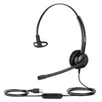 Yexatel USB Headset with Microphone for PC - Computer Headphones for Work, Wired Headset for Microsoft Teams, Single Ear Office Headset with Volume Control & Mic Mute-Y609UC Black