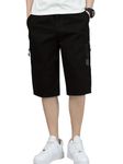 TAGDO Men's Solid Cotton Shorts (RF-Cotton-Shorts-2003-Black-XL)