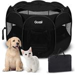 GOOZII Pet Cat Playpen for Indoor Cats Enclosed Large, Portable Foldable Dog Playpen Outdoor Tent Crate Cage with Zipper Top Cover Door for Kitten Puppy Outside Rv Car Camper (Small Size, Black)