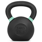 Yes4All 9RNM Powder Coated Kettlebell Weight, 24 kg, Light Green