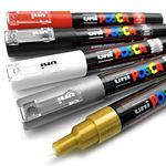 uni-ball Posca PC-1M Extra Fine Bullet Tip Markers - Assorted Colours, Pack of 5