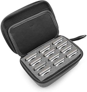 CASEMATIX Hair Clipper Guard Blade Holder Case for Barbers and Stylist Compatible with 12 Metal Andis, Oster, Wahl, Babyliss Detachable Clippers Metal Guards - Blade Storage Case Only