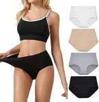 SERISIMPLE Viscose Bamboo Women Luxury Underwear Silky Comfy Ultra Soft Briefs Breathable Stretch High&Mid Waist Panties 4 pack (XXL, High-Assorted 1)