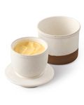 HOME DECOR Reactive Glaze Butter Crock, French Butter Crock for Counter, Butter Keeper with Water Line for Fresh Spreadable Butter- Latte