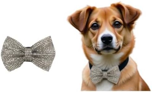 Festive Holiday Dog Bow Tie, Pet Collar Accessory Detachable (Rhinestone, Small)