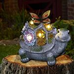 Turtle Solar Garden Outdoor Statues with Succulent 7 LED Lights, Attivolife Patio Lawn Easter Balcon Yard Ornament Art Decor, Housewarming Birthday Gifts for Mom Women Grandma