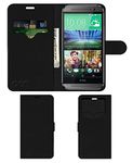 ACM Leather Window Flip Wallet Front & Back Case Compatible with HTC One M8 Eye Mobile Cover Black