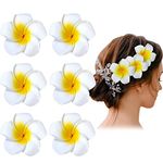 SHIVAMKRAFT 12 Piece White Artificial Hawaii Flower Hair Clip Elegant Floral Claw Hair Accessories For Women's Hair Clips, Perfect For Hair Buns, Wedding, Marriage, Valentine's Day Gift (White)