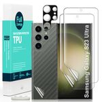 Ibywind Screen Protector For Samsung Galaxy S23 Ultra 5G 6.8",with 2Pcs Flexible TPU Film,1Pc Camera Lens Protector,1Pc Backing Carbon Fiber Film [Fingerprint Reader,Easy to install]