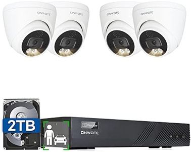 ONWOTE 2 Way Audio Wired 4K PoE Security Camera System, AI Human Vehicle Detection Trigger Color Night Vision, 4* 8MP 125° Wide View Angle IP Cameras, 8 Channel NVR 2TB, Two Way Talk CCTV Kit for Home