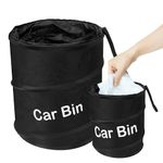 lapinchen Pop up Car Trash Bin, Collapsible Garbage Bin, 2 Pieces Foldable Nylon Recycle Container, Easy to Clean, Reusable In The Back Seat of Cars, Family Gatherings, Camping, etc. (2 Sizes Black)