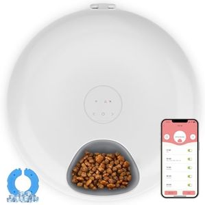 Advwin Automatic Wet Food Cat Feeder, Rechargeable Auto Pet Feeder Refrigerated with App Control, 6 Meals Timed Cat WiFi Feeder with 2 Ice Packs, Suitable for Wet and Dry Pet Food