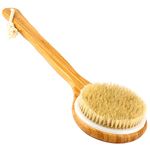 H&S Body Brush Back Scrubber - Long Handle Bath Shower Brush - Natural Bristles Dry Skin Exfoliating Cellulite Brush Bamboo Wood - Back Scrubber Brush - Shower Body Brush - Body Brush Exfoliator