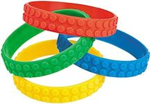 Fun Express Color Brick Building Block Party Favor Bracelets - 12 ct