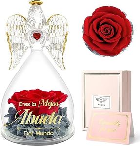 Sunia Regalos Abuela,La Rosa Eterna Ángel Lleva Impreso Eres la Mejor Abuela del Mundo,Flores Eternas con Figura de Ángel,Regalos Abuela Originales,Regalos Abuela Cumpleaños,Regalos Dia de la Abuela