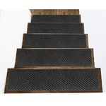 Indoor and Outdoor Carpet Stair Treads – Non-Slip Rubber Stair Tread Mats – Stairway Carpet Rugs Anti Slip for Pets, Dogs –Durable and Resistant - 32 x 8 inch – Black Set of 14
