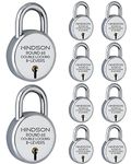 HINDSON Lock Round 65mm with 3 Key, Steel Double Locking, 8 Lever Padlock for Door, Gate, Shutter, Home Harri Ram (Silver Finish, Pack of 10)