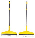 HIC HAMARA INDIA CLEAN Squeegee Plastic Floor/Bathroom Squeeze Wiper With Telescopic Handle, Wiper Blade (Yi-190, Size 40 Cm)- Pack Of 2, Grey