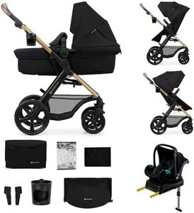 Kinderkraft MOOV2 Kinderwagen 4 in 1 Kinderwagenset bis 22 kg mit Kindersitz I-SIZE 40-75 cm, Buggy Funktion, Liegeposition verstellbar, Große ausziehbare Verdeck, Eva-Schaum-Räder, Schwarz