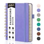 WEMATE Spiral Password Book with Alphabetical Tabs, Small Password Keeper Book for Seniors, Internet Password Notebook Hardcover Password Journal logbook – 4.7''x 6'' (Purple)
