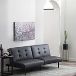 Edenbrook Gilman Futon - Futon Sofa Bed - Futon Couch - Small Futon - Living Room Furniture - Armless Sofa Bed Couch - Sofa - Black Faux Leather Futon