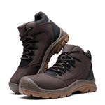 DRKA Men's Steel Toe Work Boots Water Resistant Safety Shoes(18950-brn-42)