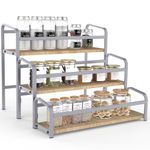 Spice Rack Organizer for Countertop, 3-Tier Spice Storage Holder with Magnetic Connetion for Kitchen, Durable Syrub Rack with Fall Protection,Versatile Display Rack for Wine Bottles,Cosmetics.