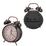 Retro Alarm Clock,4in Retro Alarm Clock Desktop Clock with Night Light Double Twin Bell for Home Use (4 inch Black)