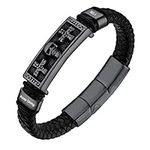 PROSTEEL Personalized Mens Bracelet - Custom Braided Black Jewelry for Men
