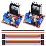 DAOKAI 2 Pcs L298N Motor Drive Controller Board DC Dual H-Bridge Robot Stepper Motor Control Module for Arduino Smart Car Power with Dupont Cable, 24AWG Wire