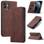 UEEBAI Wallet Case for iPhone 6 Plus iPhone 6S Plus, Premium PU Leather Retro Stylish Handbag Folio Flip Cover Strong Magnetic Closure Card Slots Kickstand Shockproof TPU Protective Case - Coffee