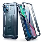 Dexnor for iPhone 13/14 Case, Heavy-Duty BumperShock Translucent Matte Rugged Case, 360° Drop Shock Resistant with Built-in Screen Protector - Blue