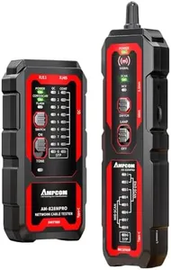AMPCOM Wire Tracker & Network Cable Tester with PoE Detection, NCV Voltage Detection, RJ45/RJ11 Line Tracer, Type-C Rechargeable, LED Light, for LAN/Ethernet/Telephone Continuity Testing