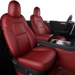 INCH EMPIRE Custom Fit for Tesla Model Y 7 Seater Version The First and Second Row Car Seat Cover Original Synthetic Napa Leather Protector for 2020 2021 2022 2023 2024 (7 Seat 2 Rows Napa Wine Red)