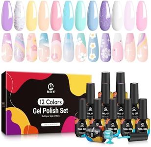 MEFA Pastel Gel Nail Polish, 12 Colors Spring Macarons Glitter Gel Polish Bright Pastel Pink Mint Green Nail Art Soak Off UV Gel Blue Yellow Nail Polish Gel Kit DIY Salon Valentines Gifts for Women