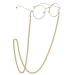 EPIRORA Glasses Chain for Women Men - Sunglasses Strap Face Mask Holder Lanyard Curb Chain Necklace, Anti-lost String for Glasses Retainer, Yellow Gold