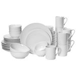 Mikasa 5224196 40 Piece Cheers Dinnerware Set, Porcelain, White