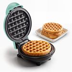 Elite Gourmet EWM015M Electric Nonstick Mini Waffle Maker, Belgian Waffles, Compact Design, Hash Browns, Keto, Snacks, Sandwich, Eggs, Easy to Clean, Mint