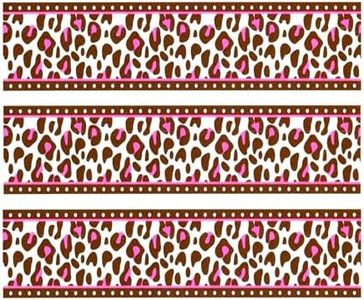 Whimsical Practicality Pink Cheetah Print Cake Border Edible Image Cake Topper