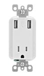 Leviton T5630-W 2.1-Amp High Speed USB Charger/Tamper-Resistant Receptacle, 15-Amp/125-Volt, White (Old Model)