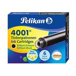 Pelikan 4001 TP/6 Ink Cartridges for Fountain Pens, Brilliant Black (Pack of 10)