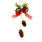 Buyent ® Wooden Pine Cones Door Hanging for Decoration Snow Pine Leaf Bow Beautiful Christmas Wreath Hanging for Christmas Décor Tree Decoration Christmas Gifts