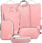 Large Packing Cubes for Travel-Extra Large Compression Packing Cube Luggage Organizers 7 Piece Set-Ultralight, Expandable/Compression Bags for Clothes by TRIPPED Travel Gear (Dusty Rose)