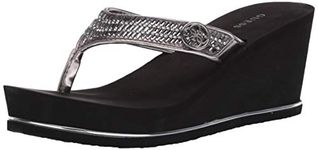 GUESS Women's Sarraly Wedge Sandal, Pewter 179, 8