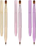 3 Pack Lip Brush for Lipstick, Retractable Lip Brush, Double-Ended Lip Makeup Brushes, Trave Lip Makeup Brush Set for Lipstick Lip Gloss